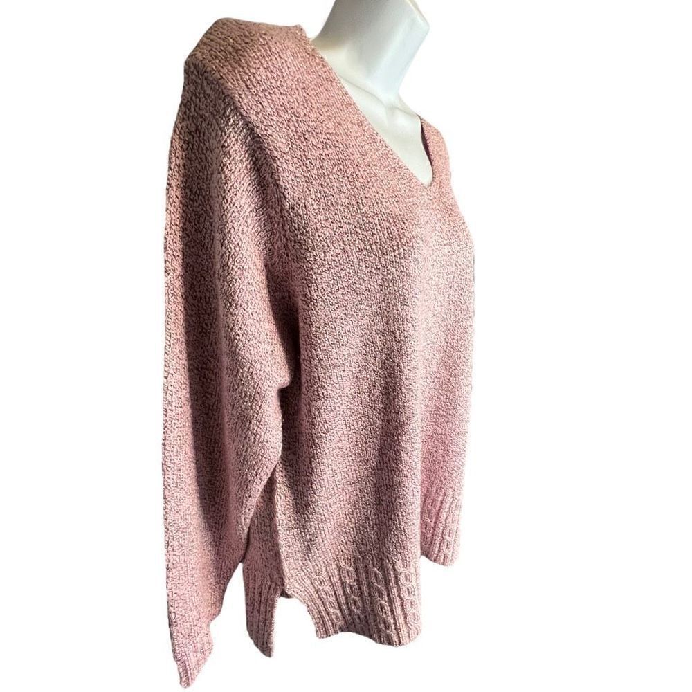 By Design Women's Knit V Neck Long Sleeve Pullover Sweater Heather pink Size 1X - Picture 3 of 9